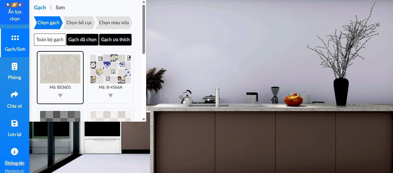 Phần mềm phối cảnh gạch lát nền bếp